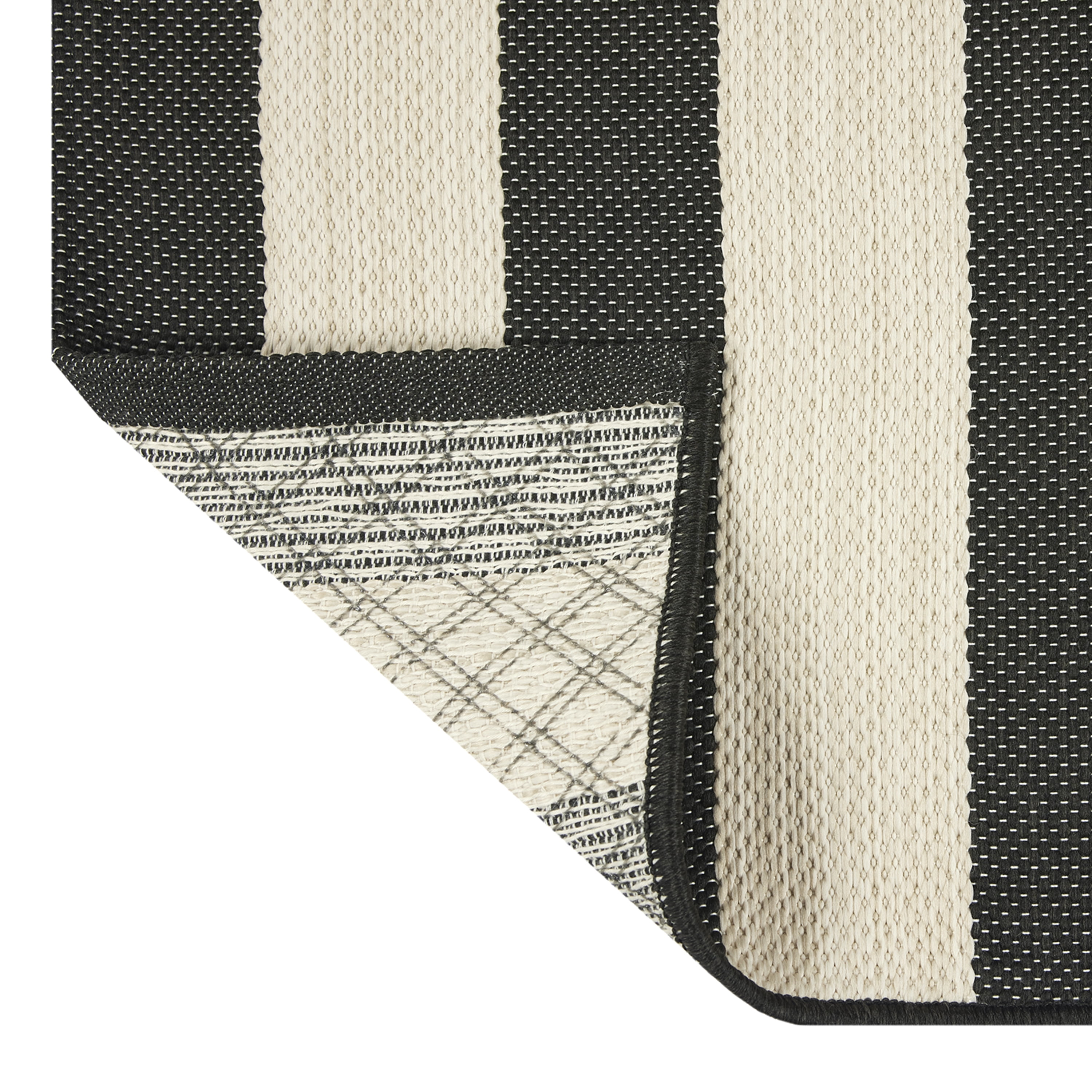 Mainstays 24 in x 36 in Black & White Cabana Stripe Outdoor Scatter Rug
