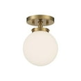 thumbnail image 2 of Possini Euro Design Jilly Modern Ceiling Light Semi Flush Mount Fixture 6 3/4" Wide Warm Antique Brass White Glass Globe Shade for Bedroom Living Room, 2 of 6