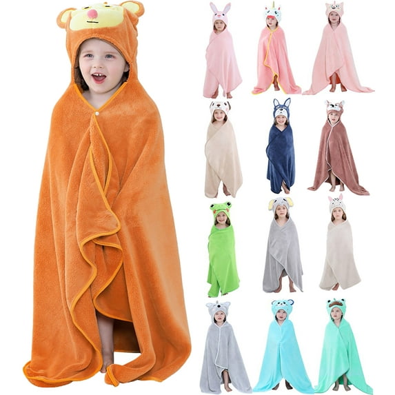 47 x 27 inch Fits 0-10Y Baby Kids Cartoon Hooded Baby Towel - Soft Bath Towel with Animals Ears - Ultra Absorbent, Baby Bath Shower Gifts for Boy and Girl Beach