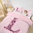 thumbnail image 3 of Catabedysis Cheetah Initial L Twin Duvet Cover,Pink Leopard ABC Themed Twin Bedding For Girls,Pink Reversible,2 Pieces,1 Duvet Cover and 1 Pillowcase, 3 of 6