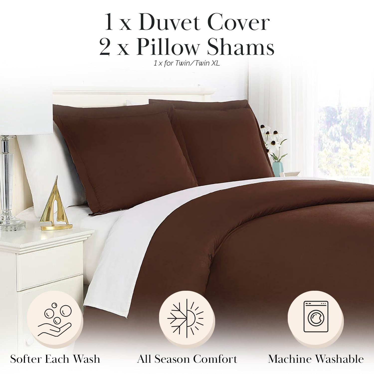 Neutral Solid Color 3-Piece Duvet Cover Set by Southshore Fine Linens
