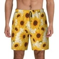 thumbnail image 3 of Uemuo Vintage Marble Pattern Sunflower Pattern Mens Swim Trunks Quick Dry Board Shorts with Mesh Lining, Stretch Beach Shorts Quick Dry No-Chafing Board Shorts-Medium, 3 of 9