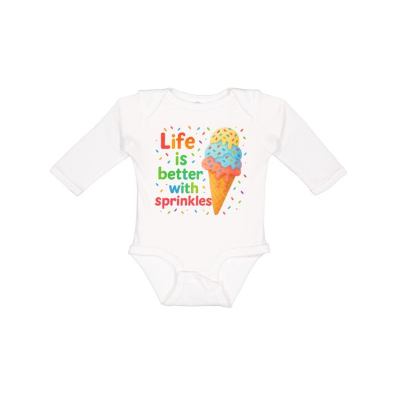 Inktastic Life is Better with Sprinkles Boys or Girls Long Sleeve Baby Bodysuit