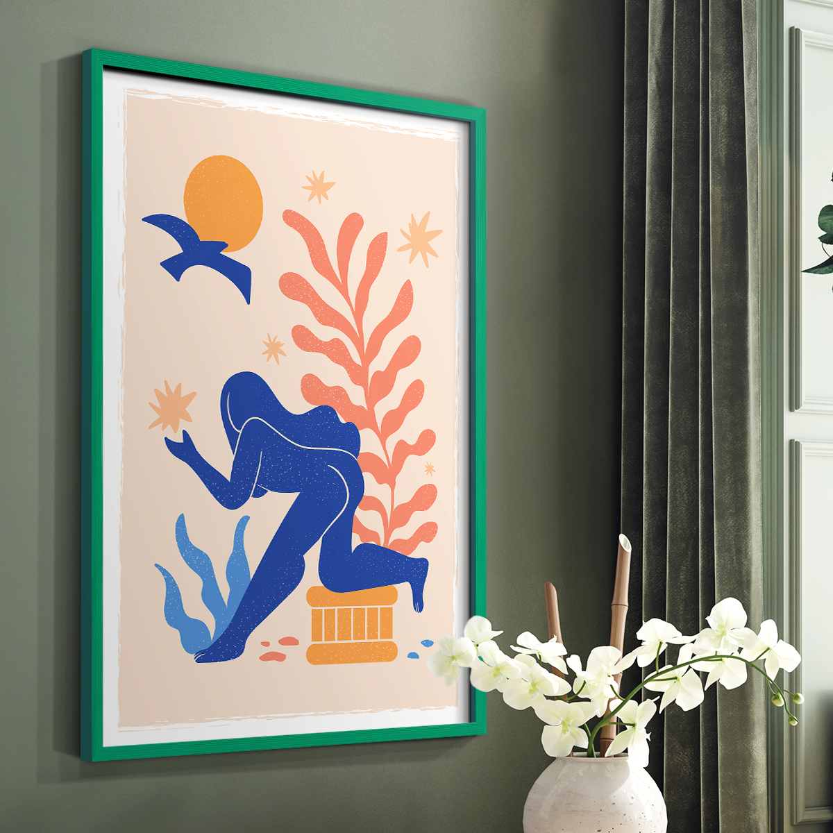 Matisse CCCLXV in Green Solid Wood 8 x 10 Framed Print
