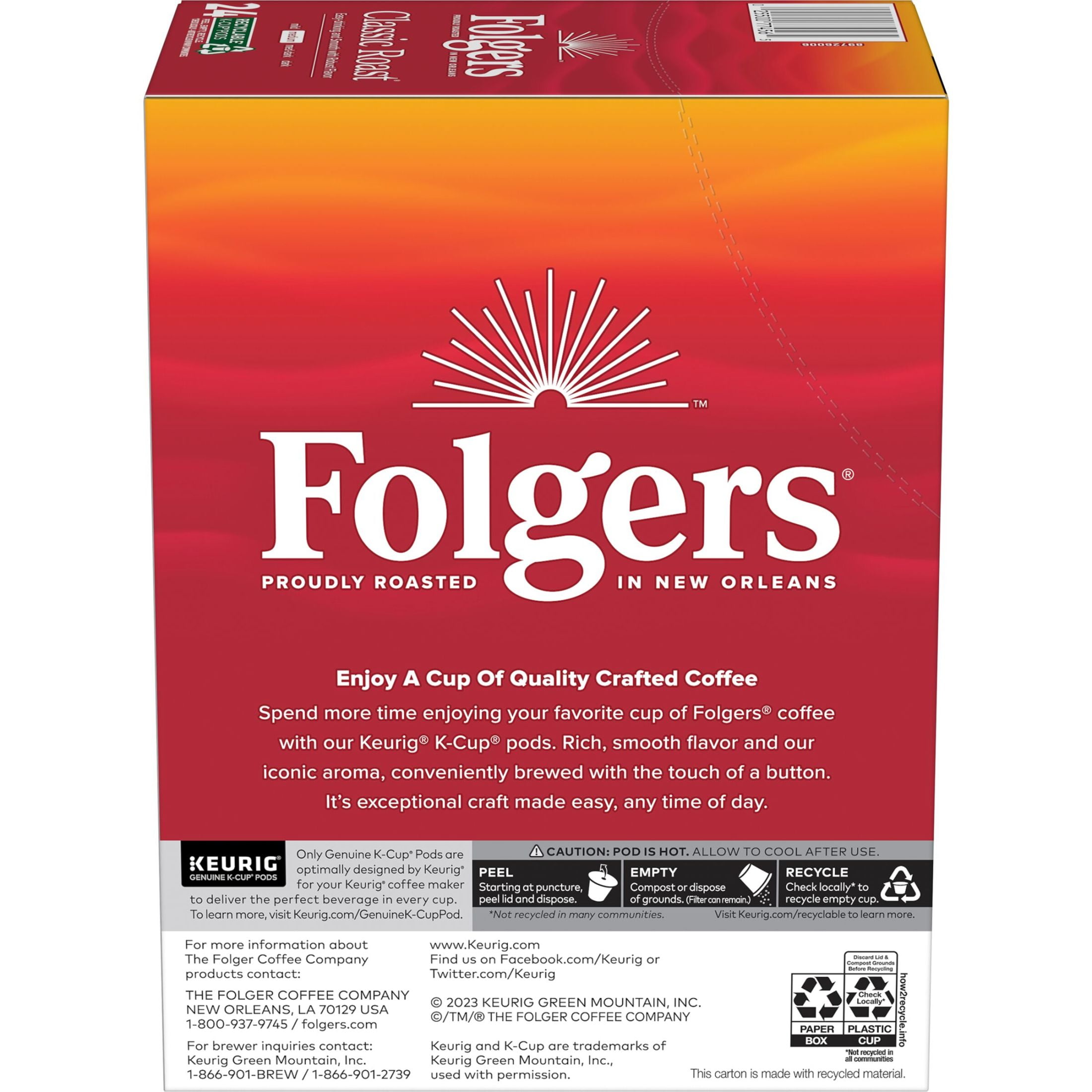 Folgers Classic Roast Medium Roast Coffee, 24 Count Keurig K-Cup Pods -  Walmart.com