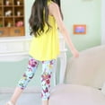 thumbnail image 4 of Little Girls Yoga Leggings Floral Print Toddler Cropped Capri Leggings Soft High Waist Kids Summer 3/4 Pants, 4 of 5
