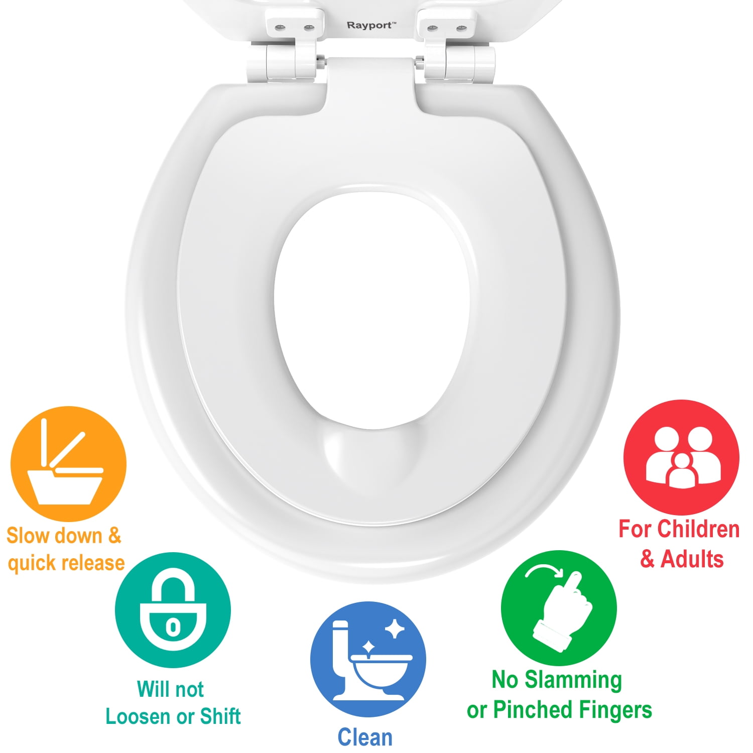 Rayport American Standard Round Toilet Seat with Toddler Seat, Soft Close