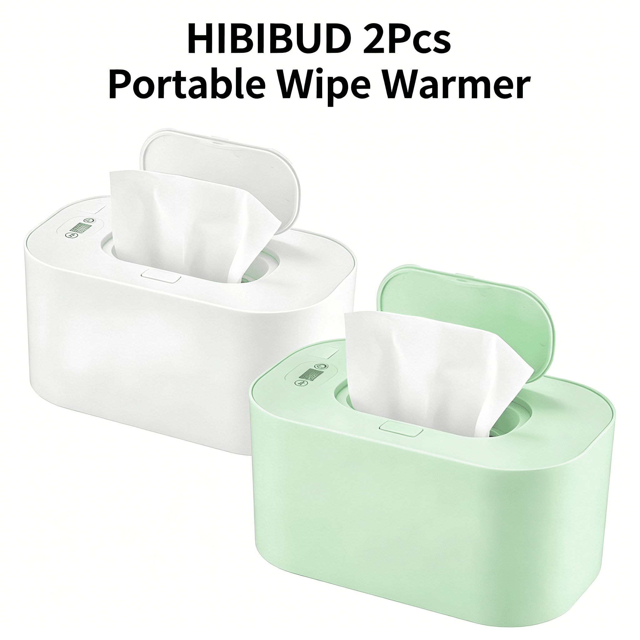 HIBIBUD Pcs Wipe Warmer One-Touch Temperature Control Baby Safe 5V Power Greenwhite for