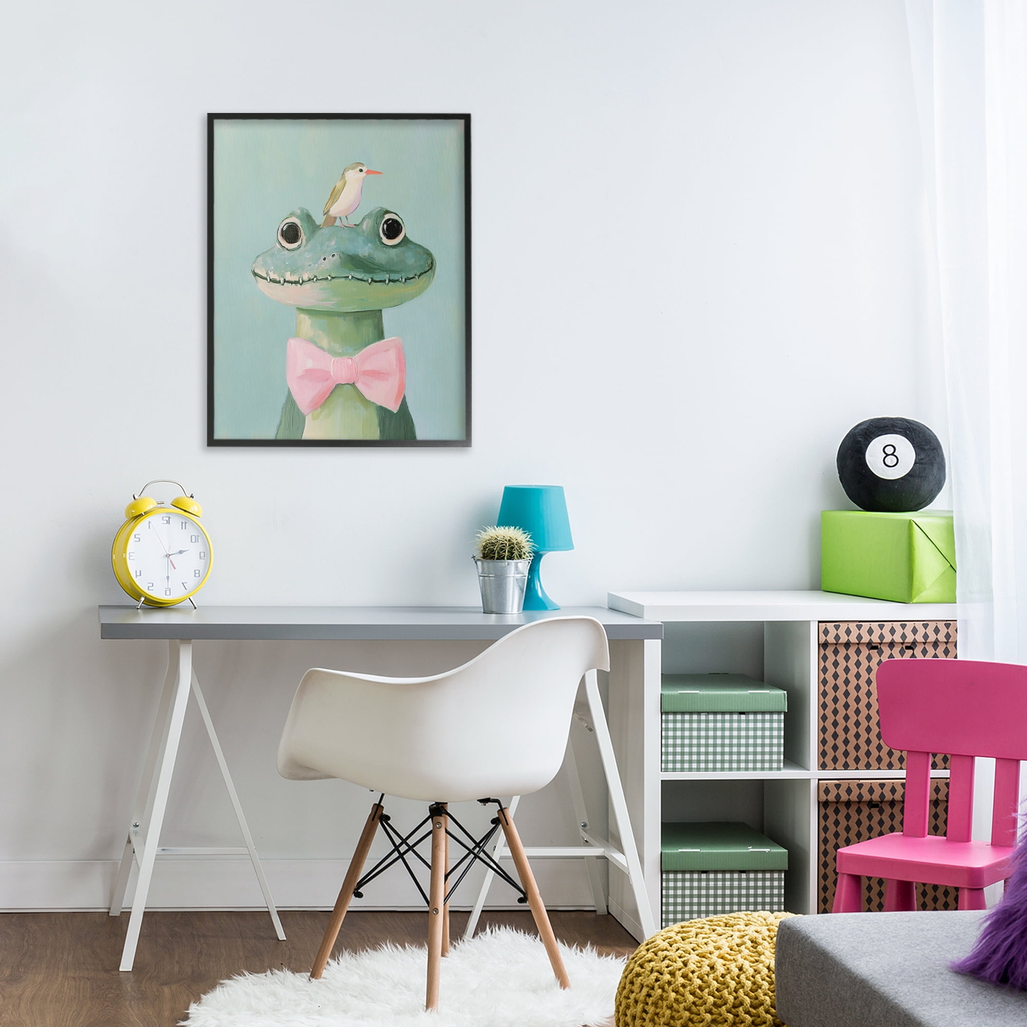 Stupell Industries Crocodile & Bird with Bowtie Black Framed Giclee Art, design by The Prints Vibe