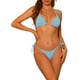 thumbnail image 1 of INSPIRAR CHIC Trajes de baño de dos piezas para mujer, con tirantes, texturizados y acanalados, con parte inferior de triángulo atada, tamaño X-Large, color azul claro, 1 of 5