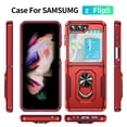 thumbnail image 3 of Nalacover Heavy Duty Case for Samsung Galaxy Z Flip5 with Rotated Ring Holder Kickstand Bracket, Military Grade Rugged Cover with Magnetic Car Mount TPU Shockproof Lens Protective Case, Red/Rose, 3 of 10