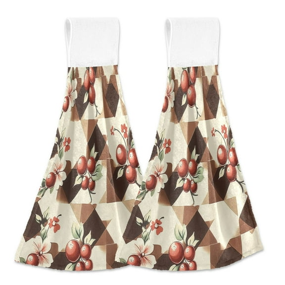 BZSMCE Hanging Hand Towels Fashion Berry Blossom Medley Pattern 2-Pack - Velcro Style Bathroom Kitchen Towels