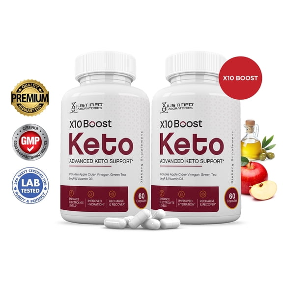 (2 Pack) X10 Boost Keto ACV Pills 1275mg Alternative to Gummies Dietary Supplement 120 Capsules