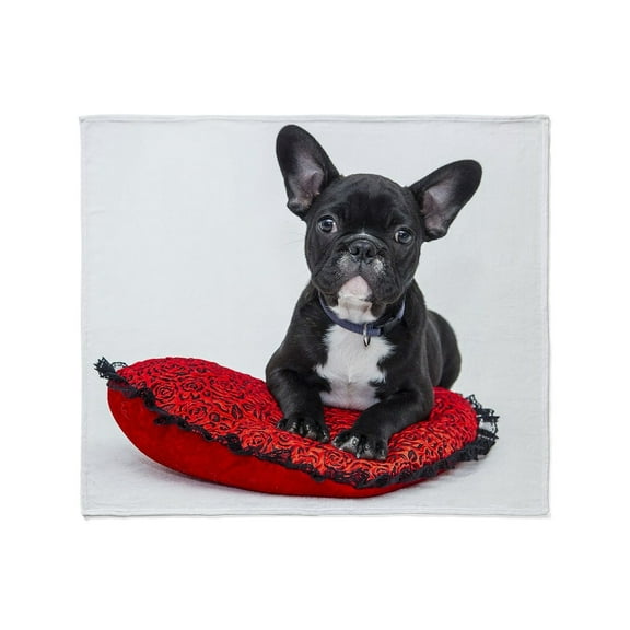 CafePress - Cute Dog On Heart Cushion Throw Blanket - Soft Fleece Throw Blanket, 50"x60" for All Ages