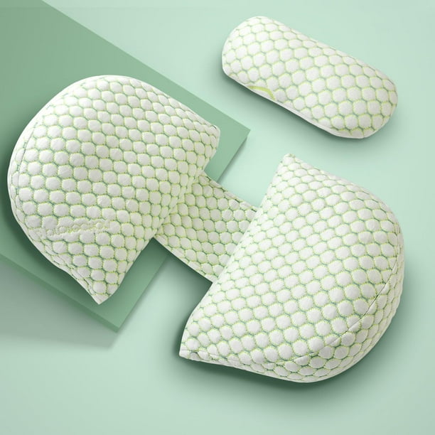 Almohada de Embarazo, Almohada de Maternidad para Mujeres Embarazadas, con Funda Ajustable, Desmontable y Lavable, Cojín de Apoyo para Vientre, Espalda, Piernas y Caderas (Verde)