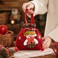 thumbnail image 6 of Festive Gift Bags Reusable Drawstring Gift Sacks with Handle Snowman Holiday Xmas Party Favor Wrapping Bags for Candy Cookies Small Toys Stocking Stuffers, Set of 1, Cloth, 6 of 7