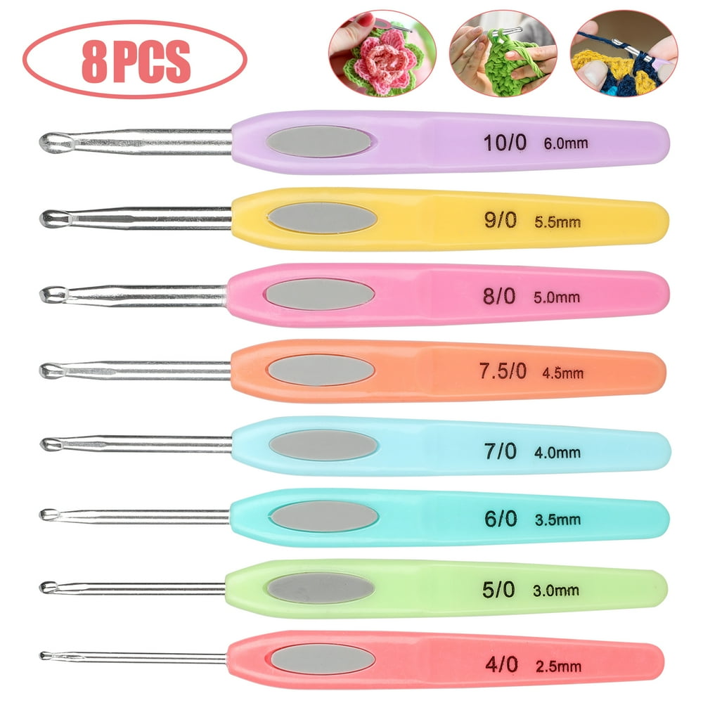 TSV 8Pcs Crochet Hook Set with Nonslip Ergonomic Handles Extra Long Crochet Hooks Knitting Kit Crochet hooks assorted sizes stitch marker and knitting