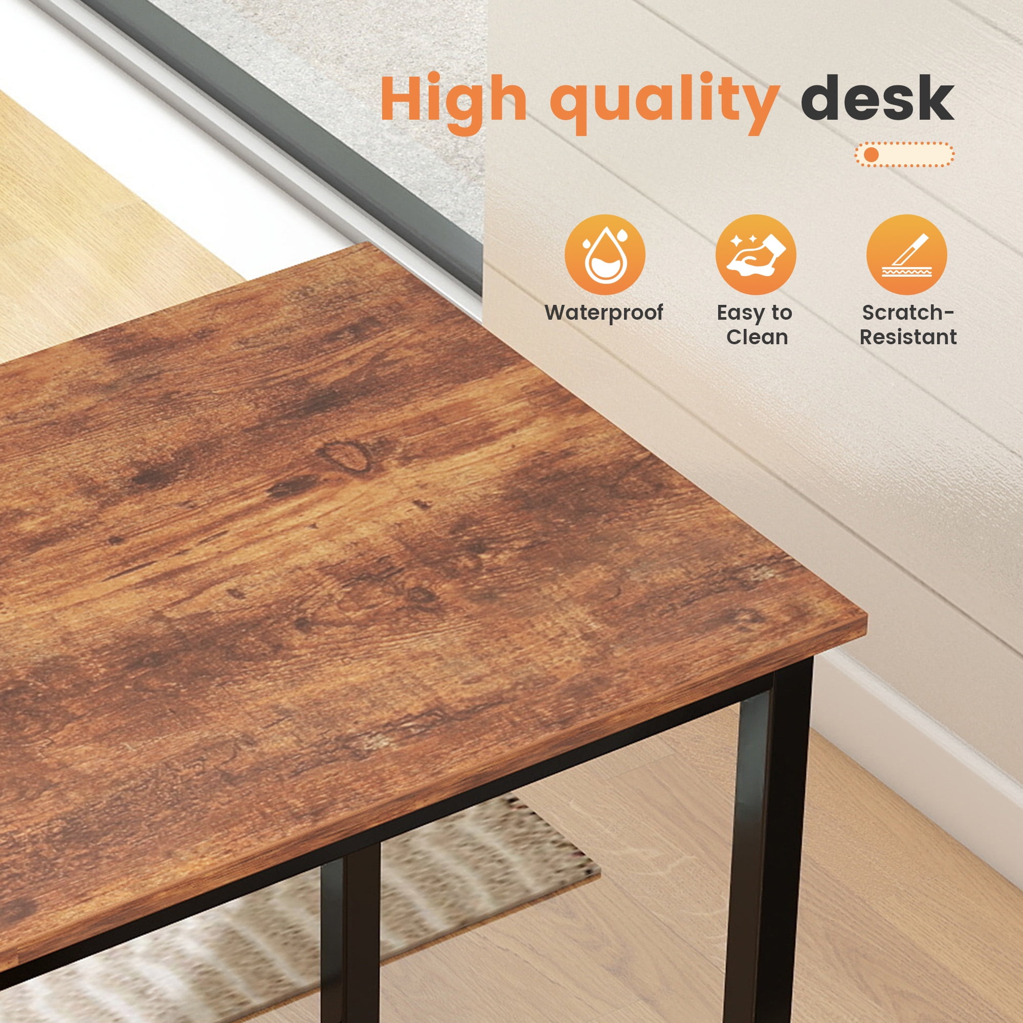 EDX 44 Inch Computer Desk for Small Spaces, Small Student Study Gaming  Work Writing Desk, Modern Simple PC Table Workstation for Home Office, Rust