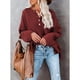 thumbnail image 5 of Prendas de punto Suéter de punto casual de color puro con botones y cuello redondo de manga larga para mujer Rojo ladrillo L, 5 of 6