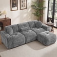 thumbnail image 2 of Daeorio 112" Modular Sectional Cloud Couch,Velvet Upholstered Sofa Boneless Modern Comfy No Assembly Required Deep Seat Loveseat Sofa for Living Room,Bedroom,Apartment(Gray,L-Shaped), 2 of 8