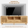thumbnail image 3 of JanflyHome TV Stand for 75in TV, Rattan Boho Entertainment Center with Adjustable LED Light, Power Outlet, Wood, 3 of 8