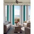 thumbnail image 4 of Bronze Grey Stripe Blackout Curtains for Bedroom, Modern Farmhouse Vertical Striped Room Darkening Window Drapes for Living Room, Thermal Insulated Grommet Curtains, 27.5x39 inch, 2 Panels, 4 of 9