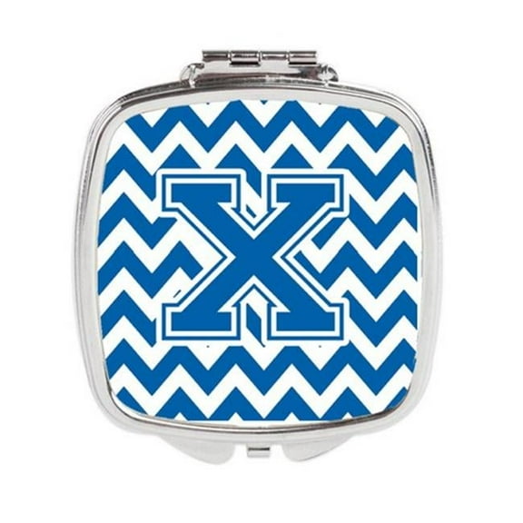 Letter X Chevron Blue & White Compact Mirror - Blue & White - 3in. H x 0.3in. W x 2.75in. L