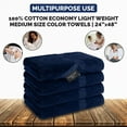thumbnail image 6 of Canadian Linen Economy Medium Bath Towels Set, 24”x48”, 4 Pack, Lightweight Quick Dry Terry Cotton Towel, Soft Absorbent Color Bathroom Towels for Hotel Motel Spa Hair Salon Gym Spa Pool, Navy Blue, 6 of 6