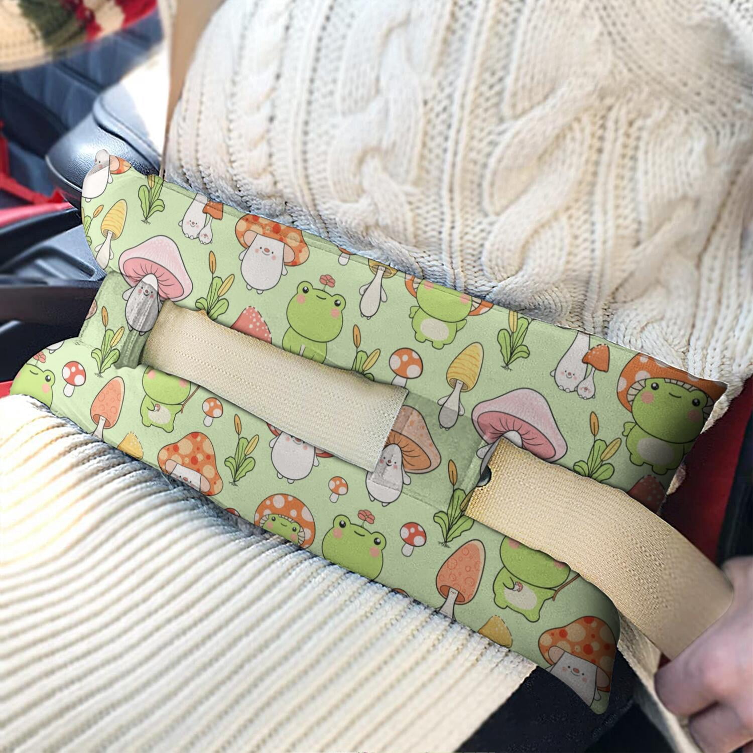 Fairy Tale Mushroom Car Seatbelt Pillow - Mastectomy Breast Surgery Heart Surgery Recovery Cushion - Pressure Relief Pad for Post-Surgery (Botanical Mushroom)