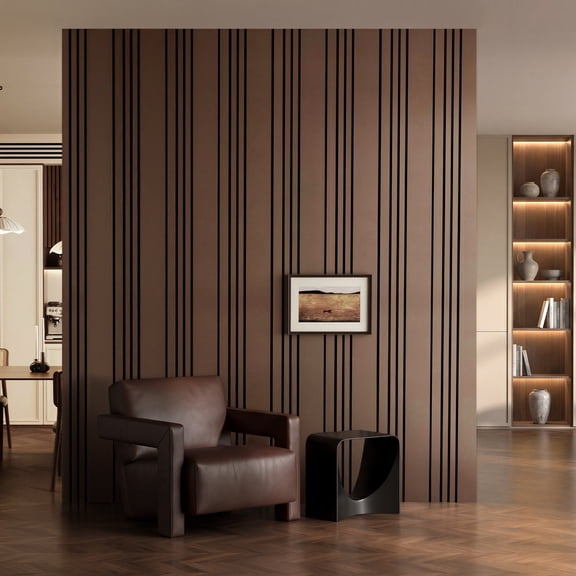 FRMALL Acoustic Wood Slat Wall Panels, 8-Pack, 24"x24" Soundproof 3D Accent Wall Tiles, DIY Modular Art Design, Walnut