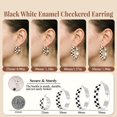 thumbnail image 4 of YEUOYEA Silver Plated Checkered Hoop Earrings for Women, Black White Enamel Wide Hoops, 40mm, 4 of 7