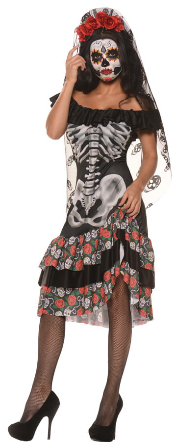 Day of The Dead Costume Bustier Adult Dia de Los Muertos Sugar Skull 85347-L 