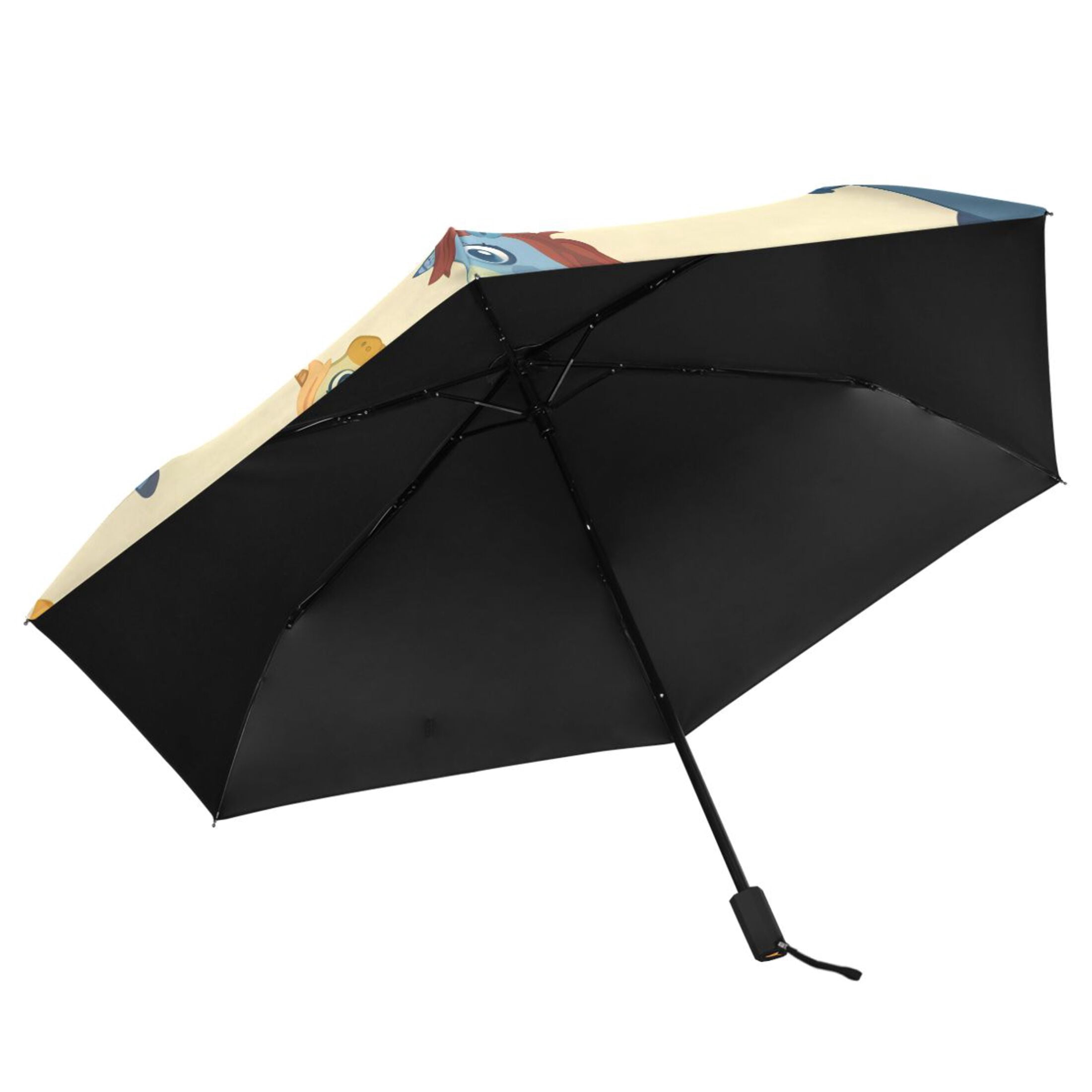 ALAZA Cartoon Horse UPF 50+ Compact Folding Umbrella for Rain Travel Umbrella Packable