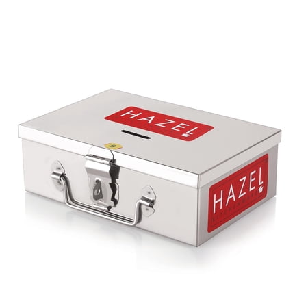 Stainless Steel Cash Box For Shop Counter Drawer Medium Locking Metal 4 Compartment Silver