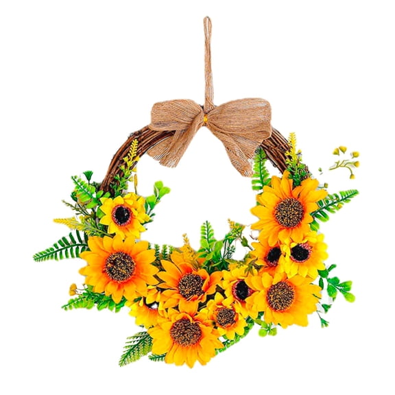 Wooden Welcome Plaque, Casaio Sunflower Wreath Festival Sunflower Door Decoration Half Circle Wreath Decoration Outdoor Door Tag Pendant