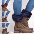 thumbnail image 3 of Women‘s Autumn Winter Fashion Furry Ribbed Boot Cuffs Boot Toppers Leg Warmers, 3 of 11