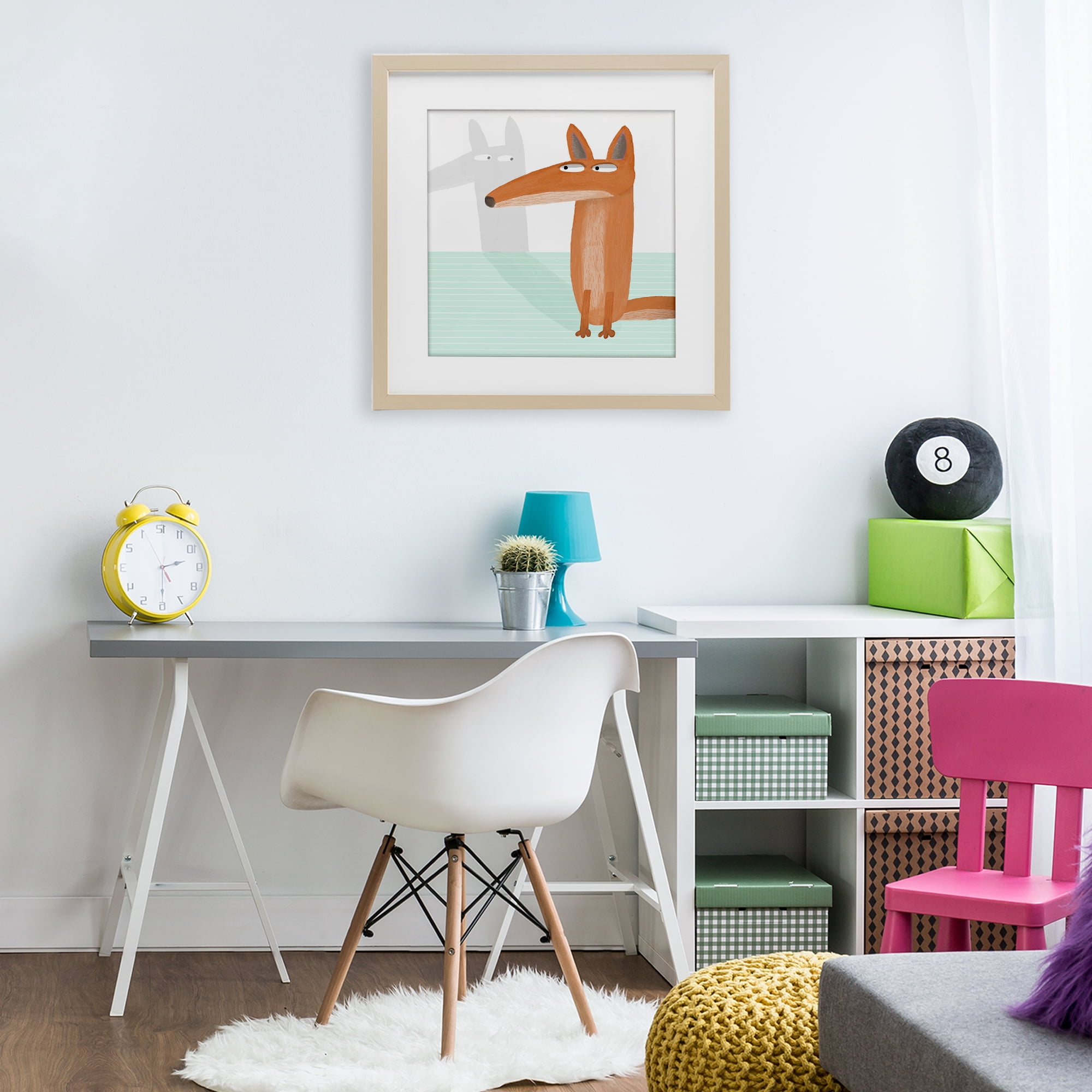Stupell Industries Whimsical Fox Shadow Birch Framed Print Under Glass, design by Carla Daly