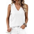 thumbnail image 7 of BTFBM Womens Tank Tops Summer Eyelet Crossed V Neck Sleeveless Casual Loose Fit Basic Spring Top Vacation Outfits, 7 of 7