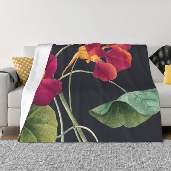 XMXT Throw Blanket, Realistic Watercolor Flowers Machine Washable Blankets for Sofa, 40 x 30 inches