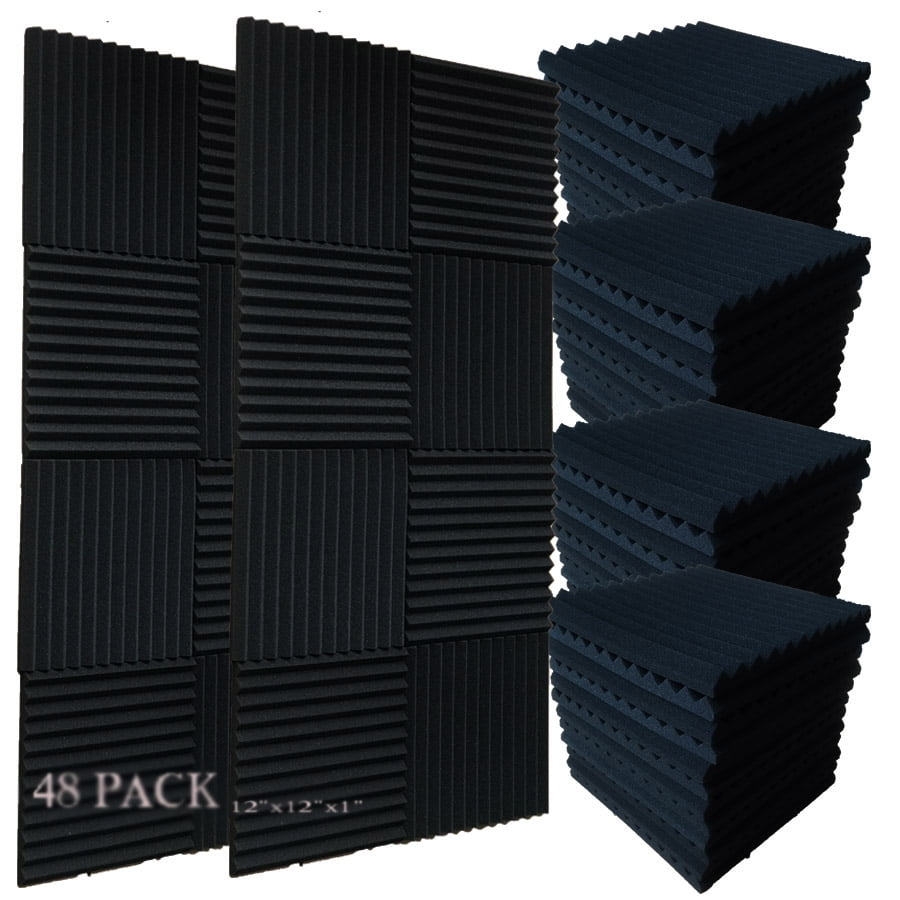 Sound Panels wedges Soundproof Sound Insulation Acoustic Foam Panels 2 X 12 X 12 Acoustic Foam Panels 48 Pack, Black Studio Wedge Tiles 
