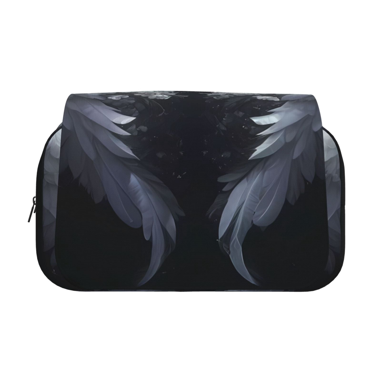 Rateoe Elegant Feathered Floral Wings Pattern Double Clamshell Pen Case, Storage Organizer with Two Zipper Compartments– Holds Up to 50 Pencils & Pens