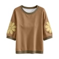 thumbnail image 5 of Wensltd Women Sweatshirt Round Neck Three Quarter Sleeve Soft Pullover Casual Loose Fit Tops, 5 of 8