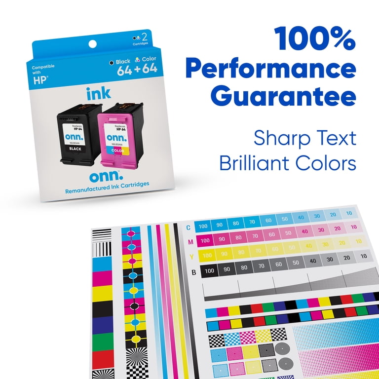 Onn+ HP 64 Black and Tri-Color Remanufactured Ink Cartridges