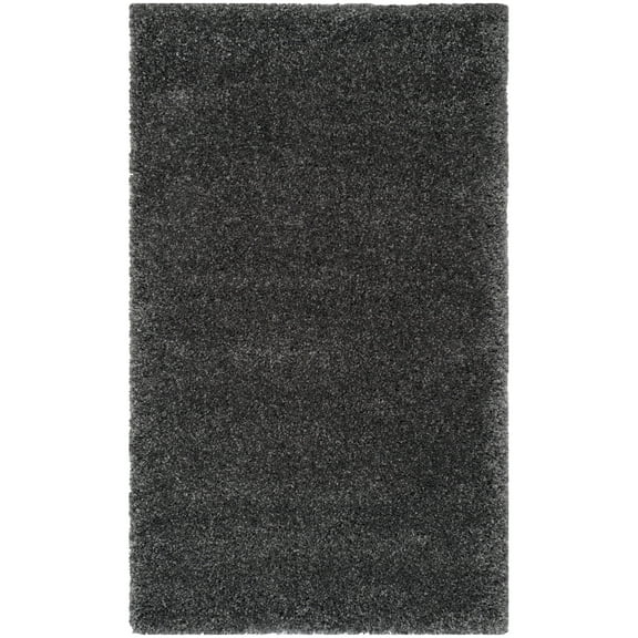 SAFAVIEH Santa Monica Cali Solid Shag Area Rug, Dark Grey, 3' x 5'