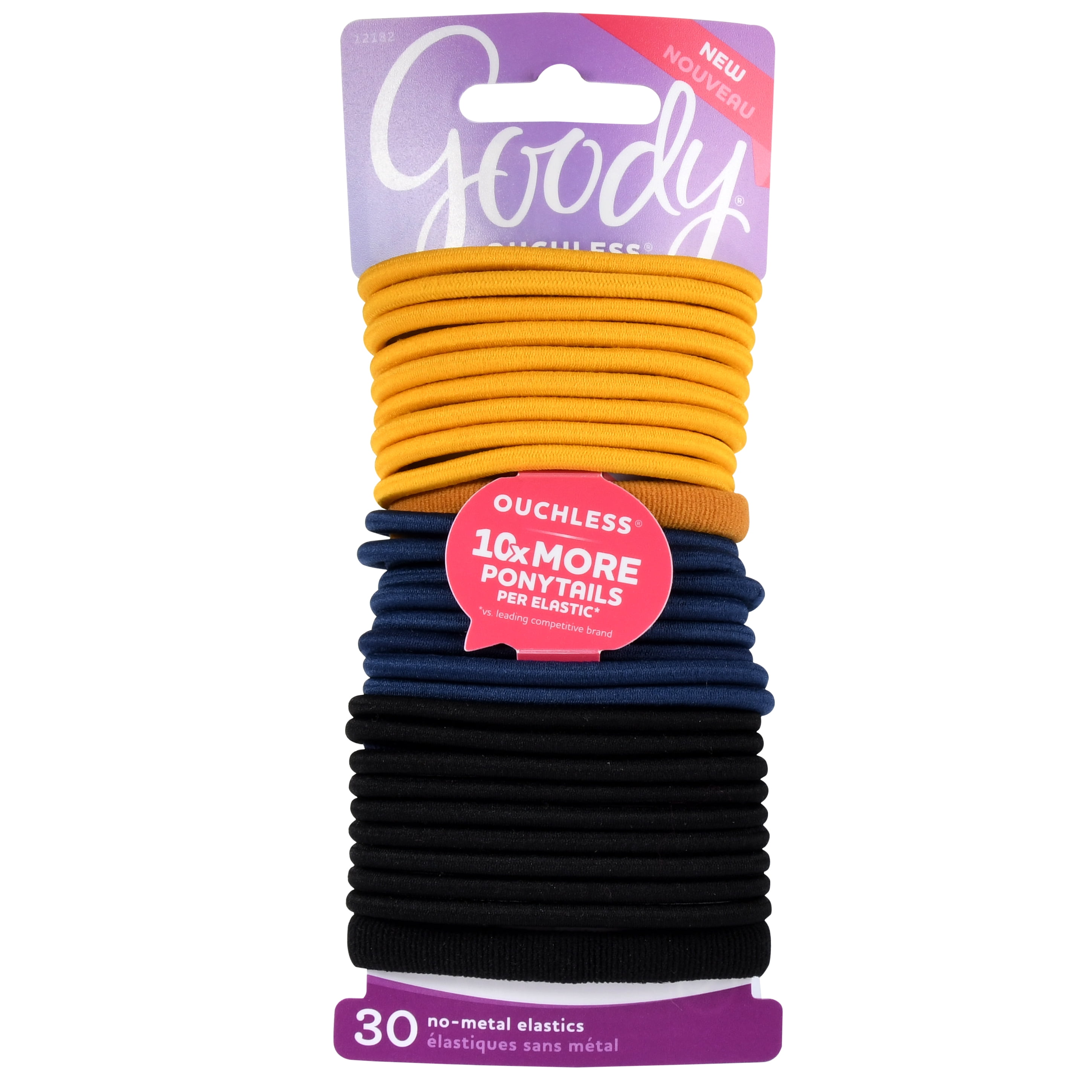 30 Count Goody Ouchless ties Cherry Blossom Colors Hair Elastics ties