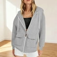 thumbnail image 3 of Gytharion Women's Cardigan Jackets Fashion Solid Long Sleeve Drawstring Hooded Sweatshirt Fall Loose Casual Zipper Coats with Pockets, 3 of 4