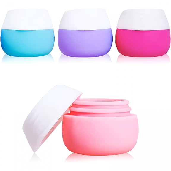 ACDANC Travel Containers for Toiletries,Silicone Cream Jars,Tsa Approved Travel Size Containers Leak-Proof Travel Accessories with Lid for Cosmetic Makeup Face Body Hand Cream (4 Pieces)