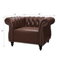 YOCWO Faux Leather Couches Set for Living Room, 3 Piece Sofa with Including Three Seat Sofa, Loveseat and Single Chair for Apartment Furniture Set (Brown)