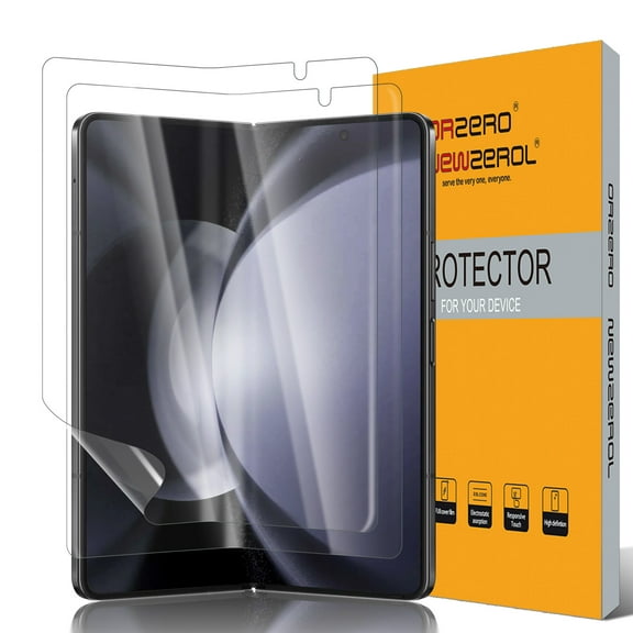 Orzero (2 Pack Compatible for Samsung Galaxy Z Fold 5 5G TPU Screen Protector (Not Glass), Soft PET Edge to Edge High Definition Anti-Scratch Bubble-Free