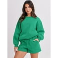 thumbnail image 2 of Women 2 Piece Outfits Sweatsuit Oversized Sweatshirt & Lounge Shorts 2023 Casual Cozy Pajamas Tracksuit Set, 2 of 18